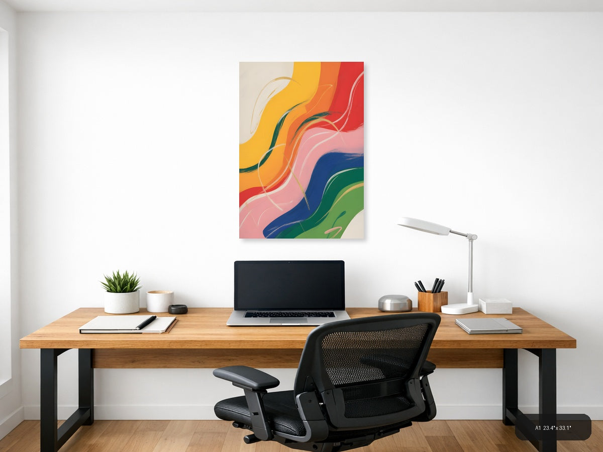 Colorful Abstract Waves Rainbow Flow Wall Art — A1 / Office