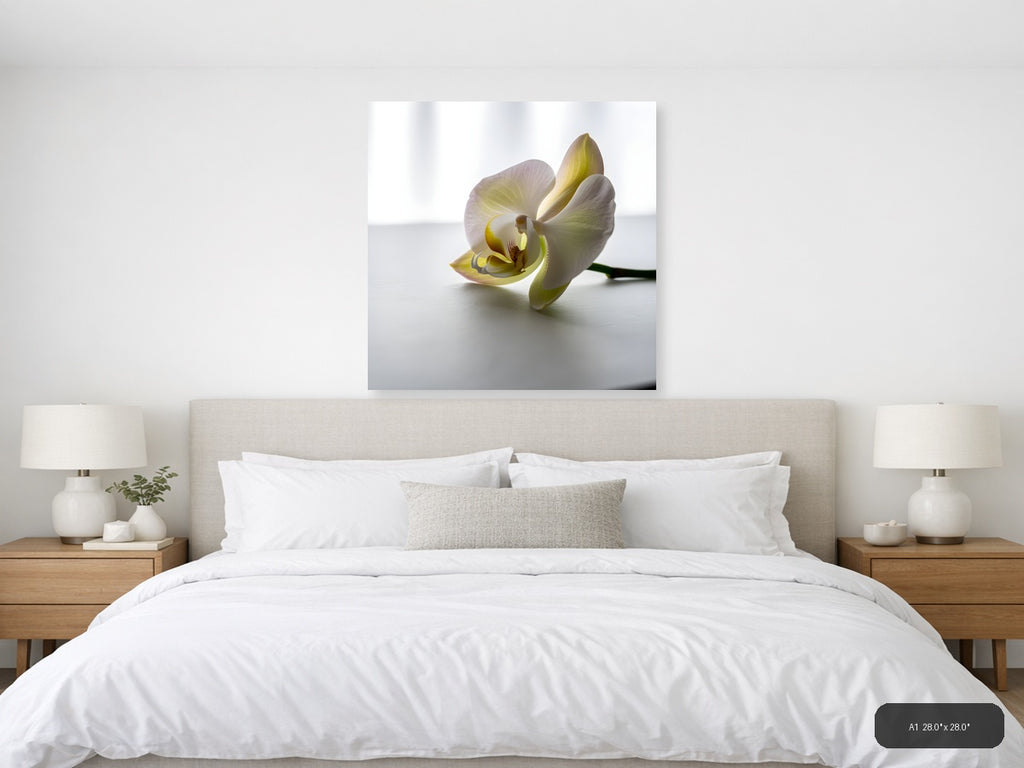 Minimalist Yellow Orchid Flower Wall Art — A1 / Bedroom