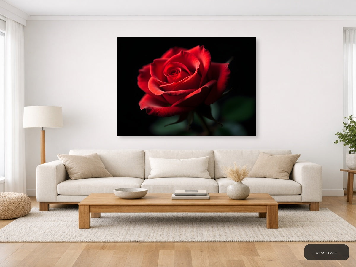 Red Rose on Black - Fine Art Photography Wall Art — A1 / Living Room