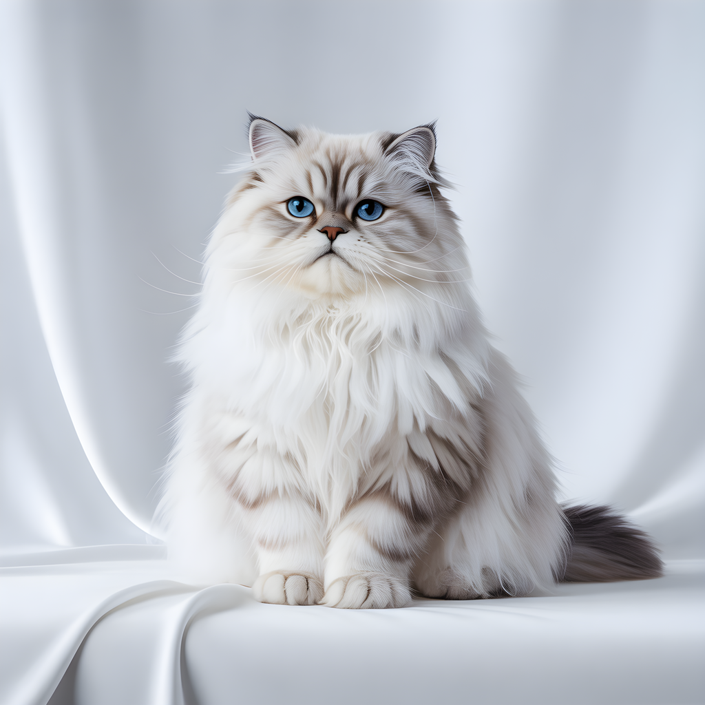Minimalist White Persian Cat Blue Eyes Square Wall Art