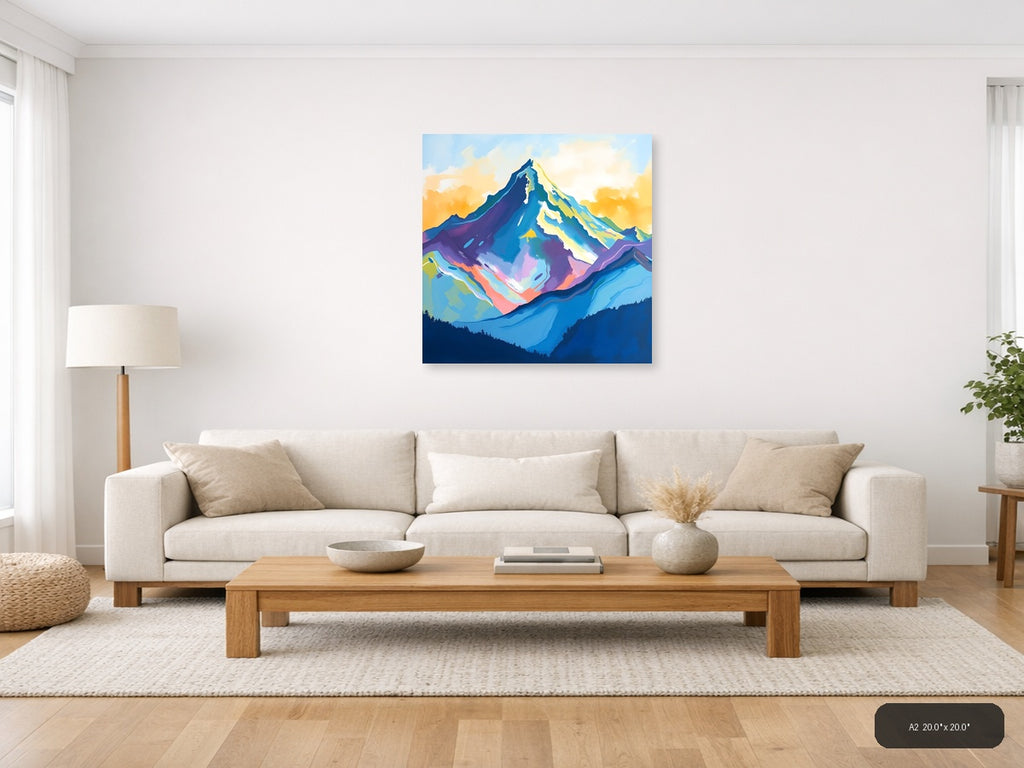 Colorful Abstract Mountain Peak Canvas Wall Art — A2 / Living Room