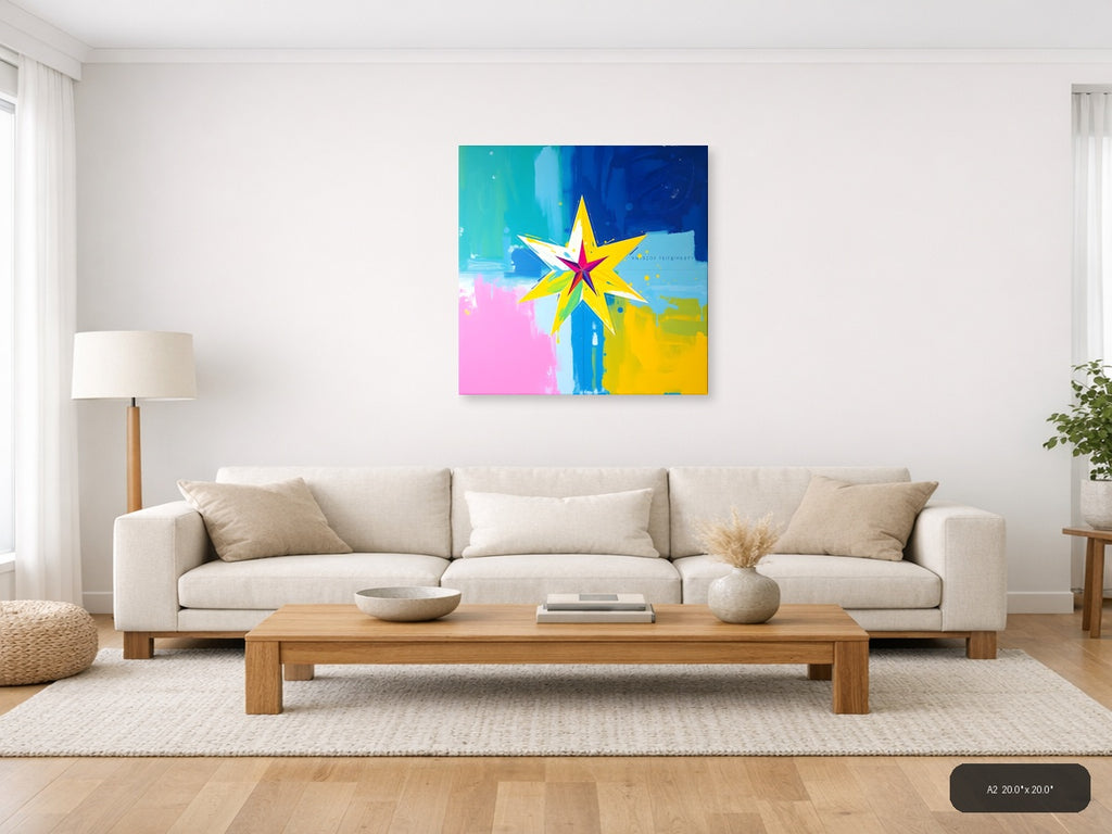 Colorful Abstract Star Burst Modern Wall Art — A2 / Living Room