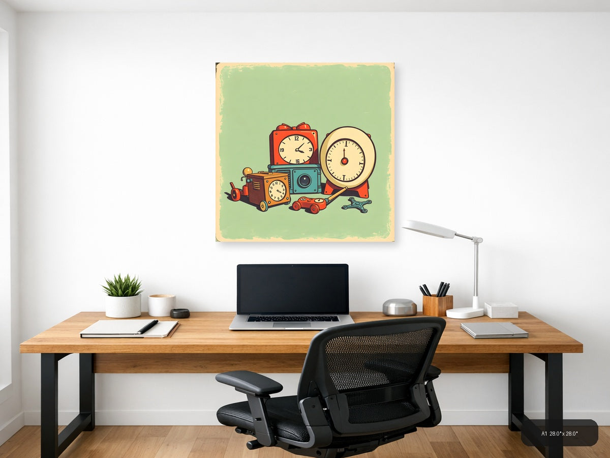 Vintage Toy Collection Retro Wall Art — A1 / Office