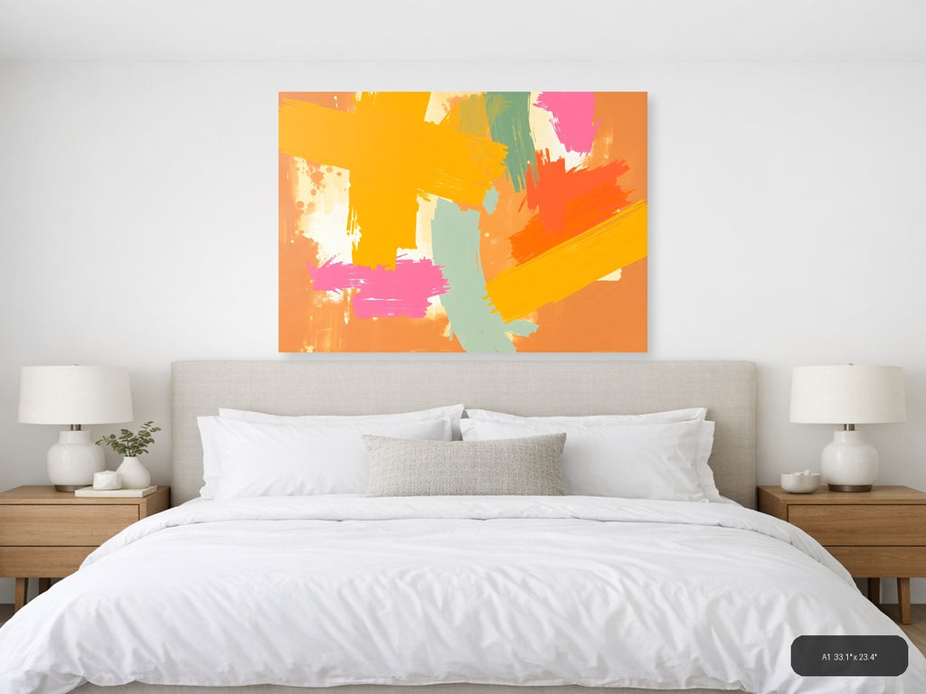 Vibrant Abstract Brushstrokes Modern Wall Art — A1 / Bedroom