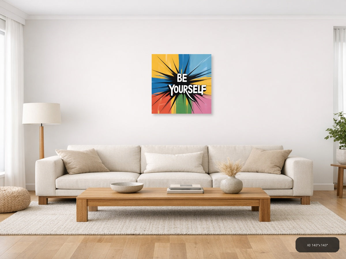 Colorful Abstract Sunburst Rainbow Wall Art — A3 / Living Room