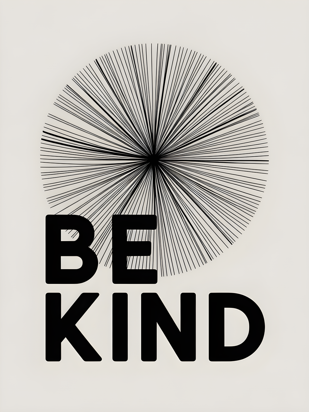 Be Kind Line Art Circle Radiant Black White Wall Art