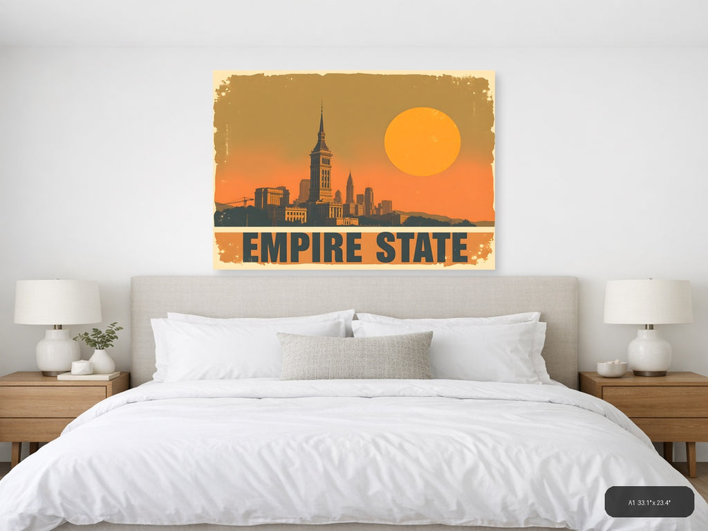 Empire State Building Sunset Vintage Wall Art — A1 / Bedroom