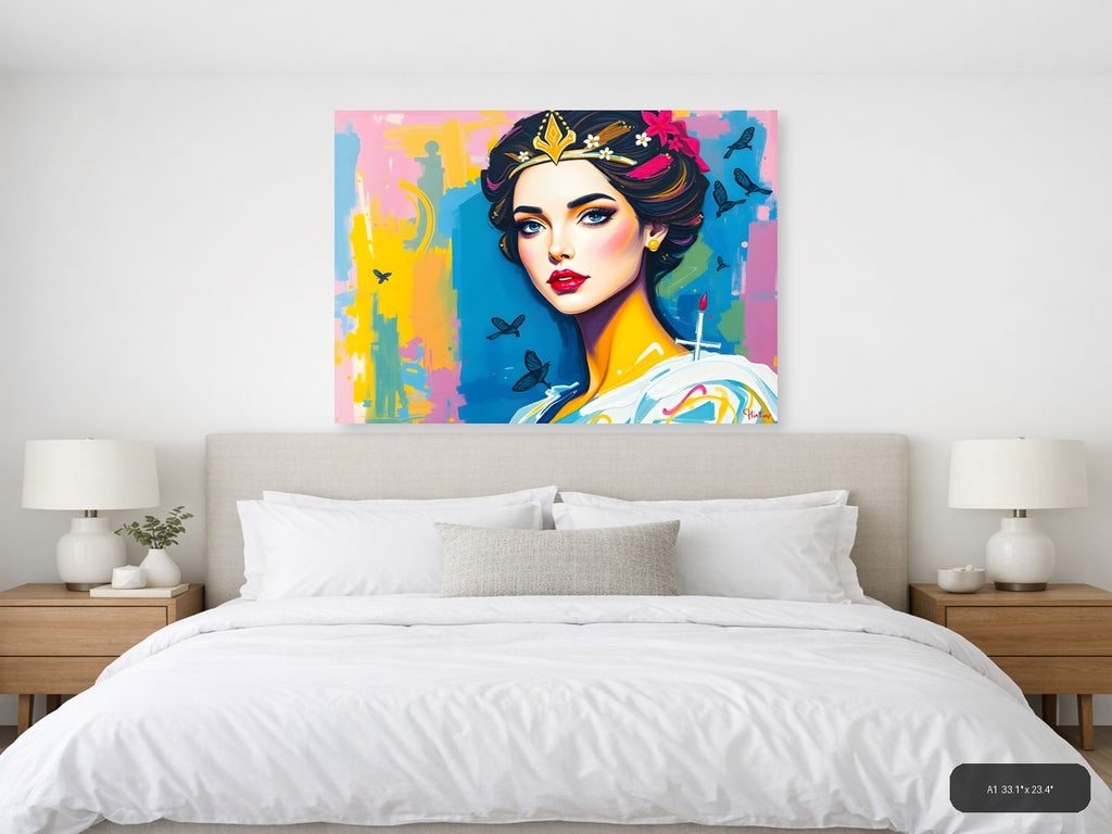 Colorful Pop Art Woman Portrait Abstract Wall Art — A1 / Bedroom