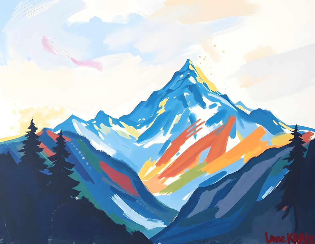 Abstract Mountain Peak with Colorful Valleys Wall Art