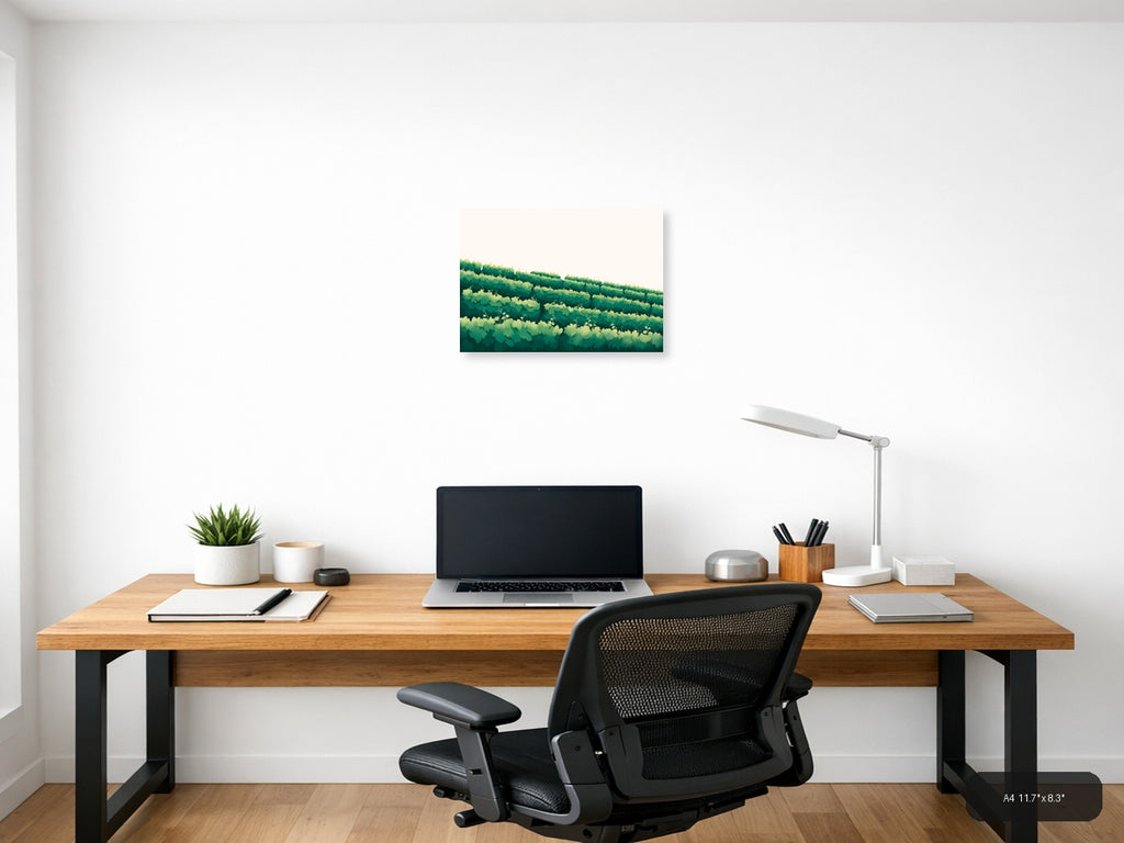 Minimalist Green Forest Landscape Layers Wall Art — A4 / Office