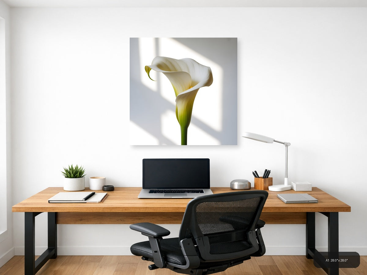 White Calla Lily Minimalist Flower Wall Art — A1 / Office