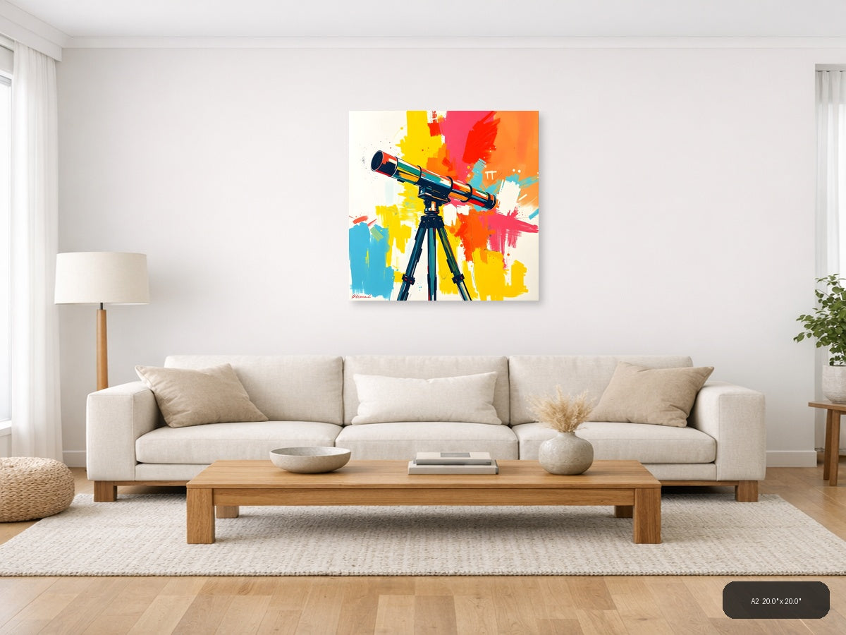Colorful Telescope Abstract Splatter Wall Art — A2 / Living Room