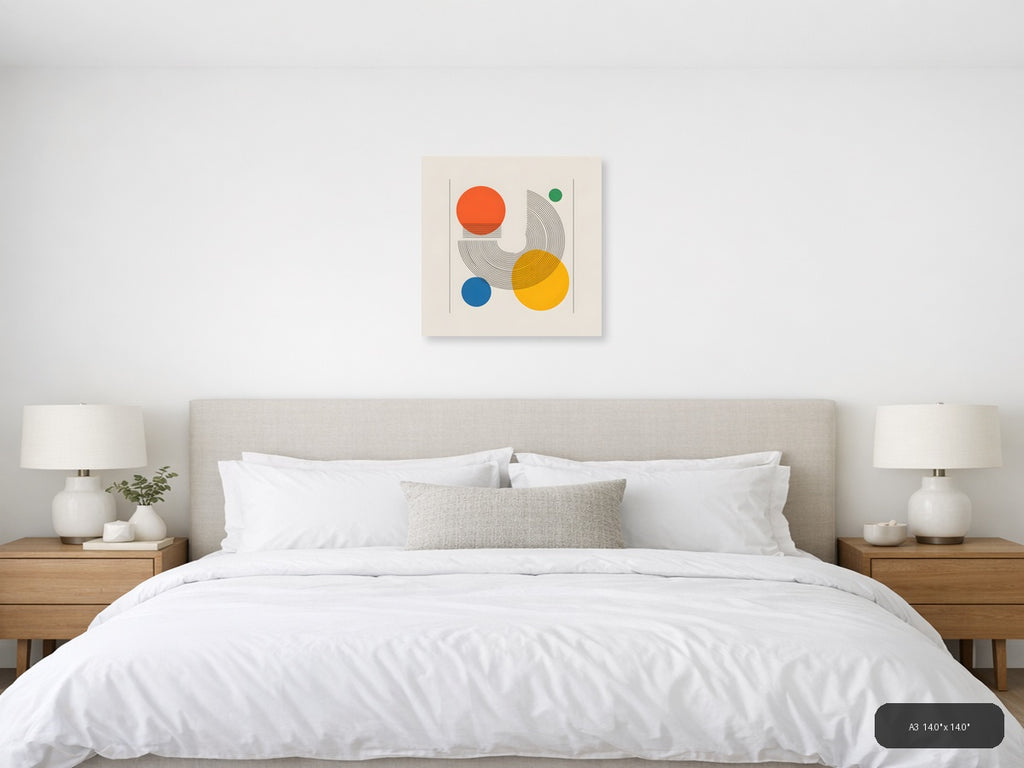 Geometric Circles Line Art Wall Art — A3 / Bedroom