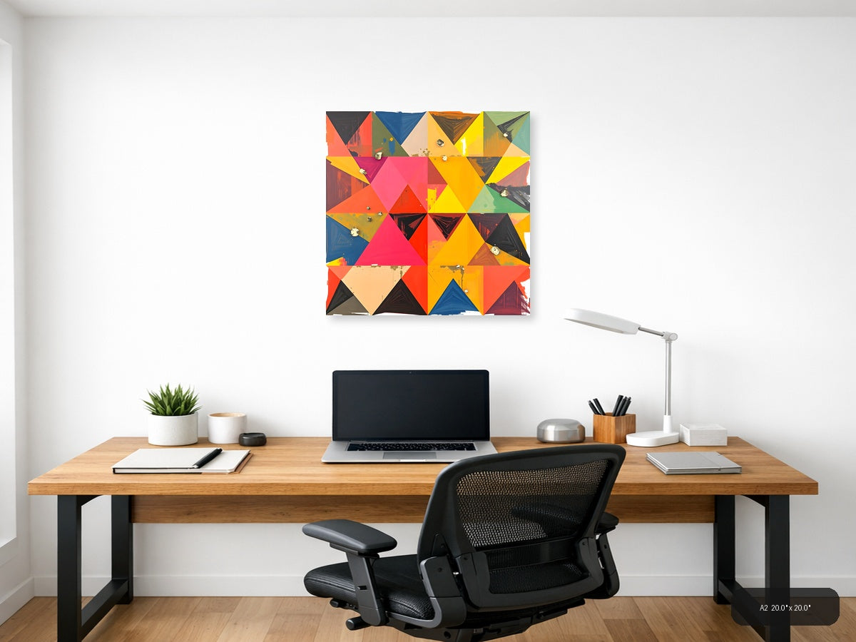 Vibrant Geometric Triangle Abstract Colorful Wall Art — A2 / Office