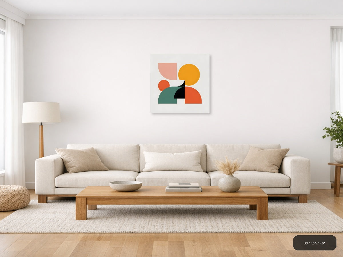 Minimalist Abstract Geometric Shapes Colorful Wall Art — A3 / Living Room