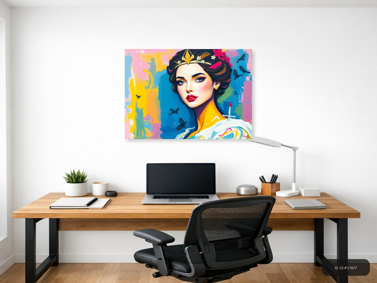 Colorful Pop Art Woman Portrait Abstract Wall Art — A2 / Office