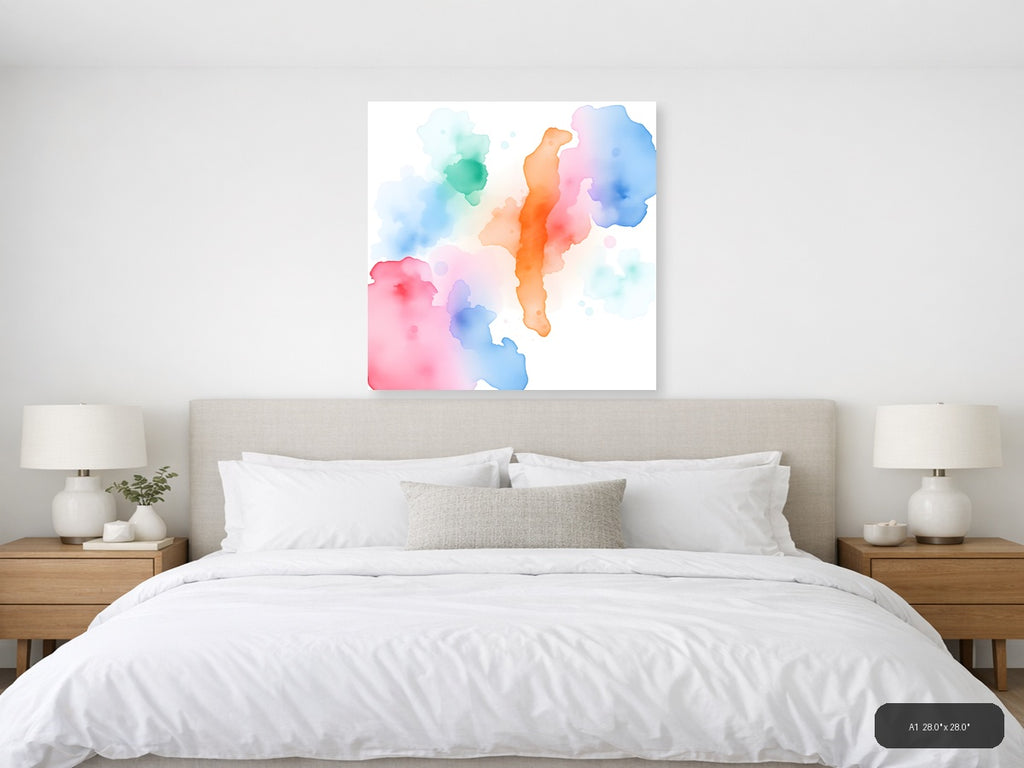Colorful Watercolor Silhouettes Abstract Wall Art — A1 / Bedroom