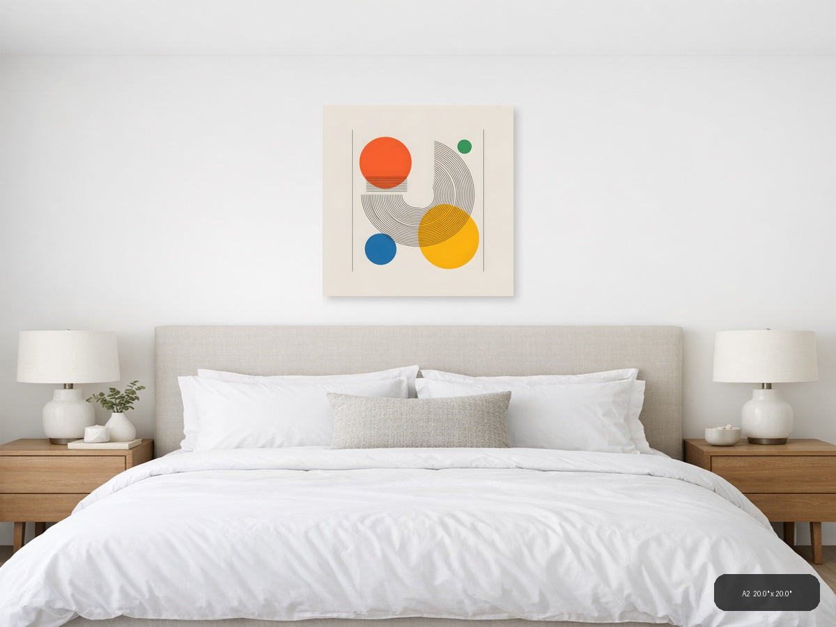 Geometric Circles Line Art Wall Art — A2 / Bedroom