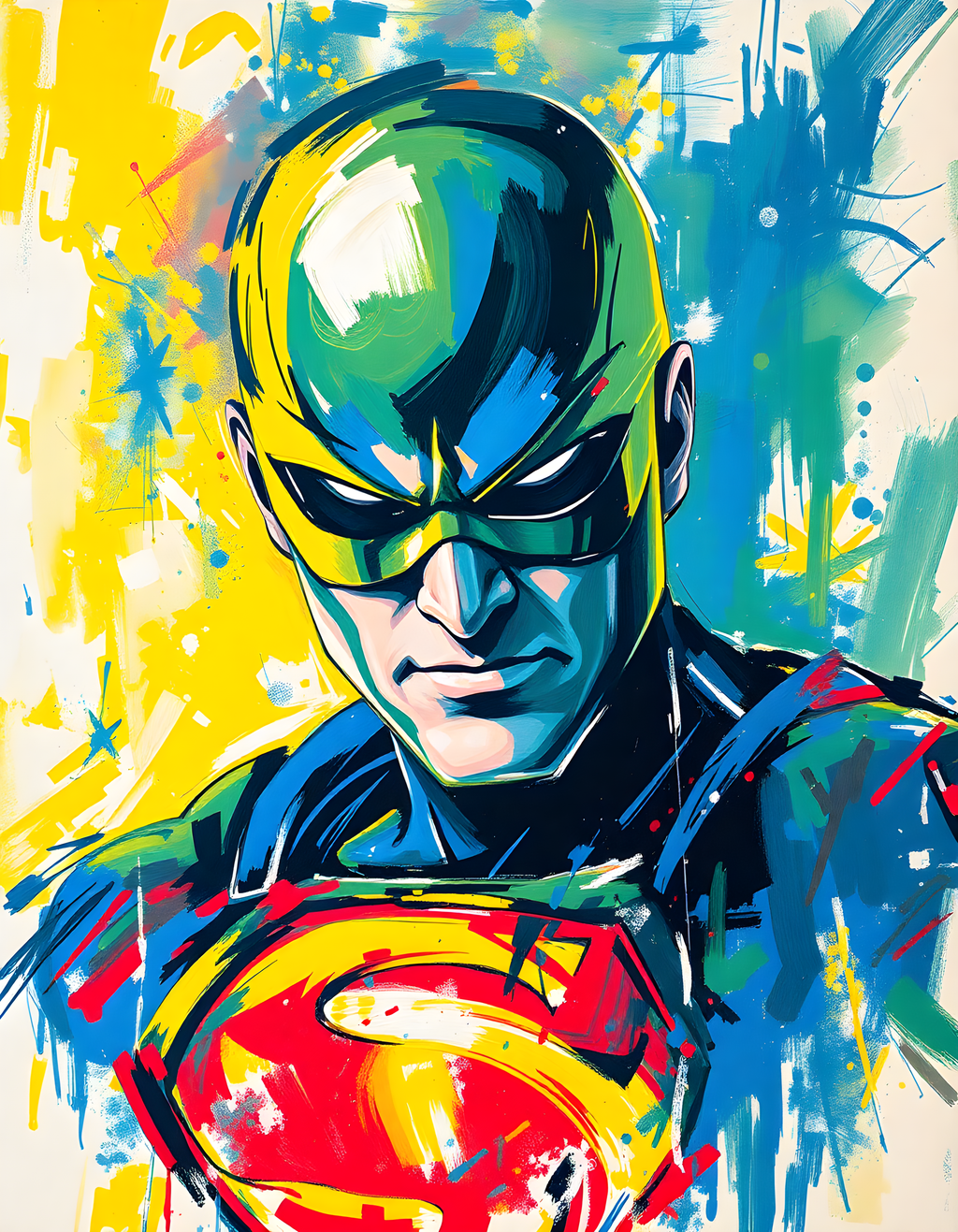 Abstract Superhero Portrait Colorful Modern Wall Art