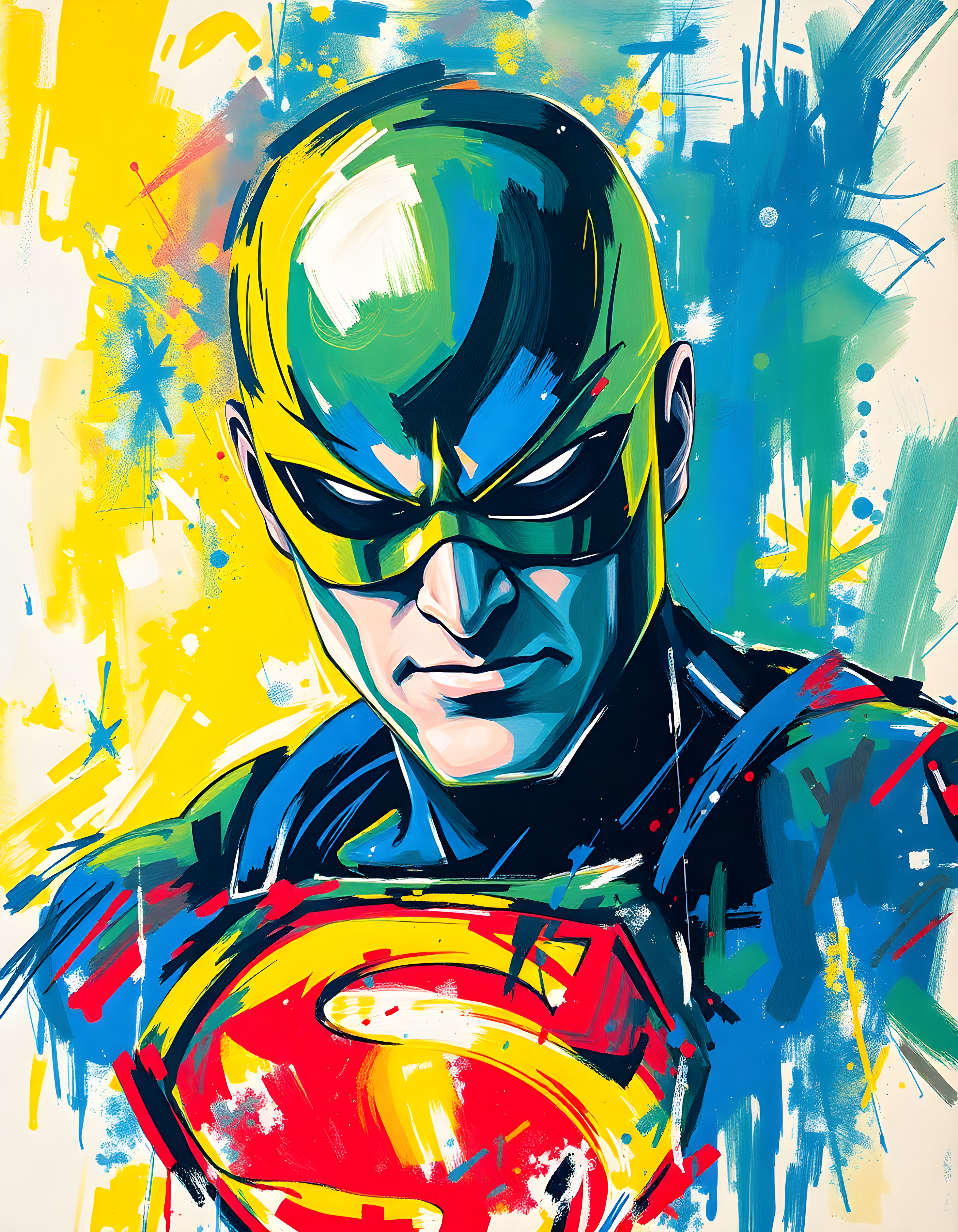Abstract Superhero Portrait Colorful Modern Wall Art