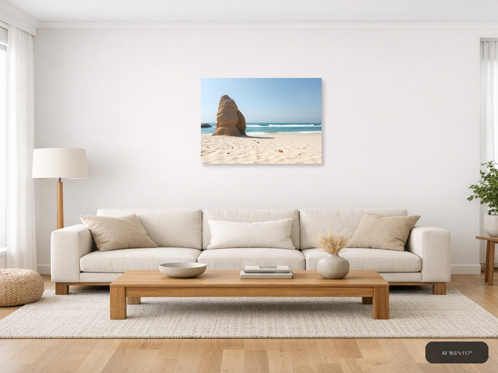 Minimalist Beach Rock Formation Wall Art — A3 / Living Room