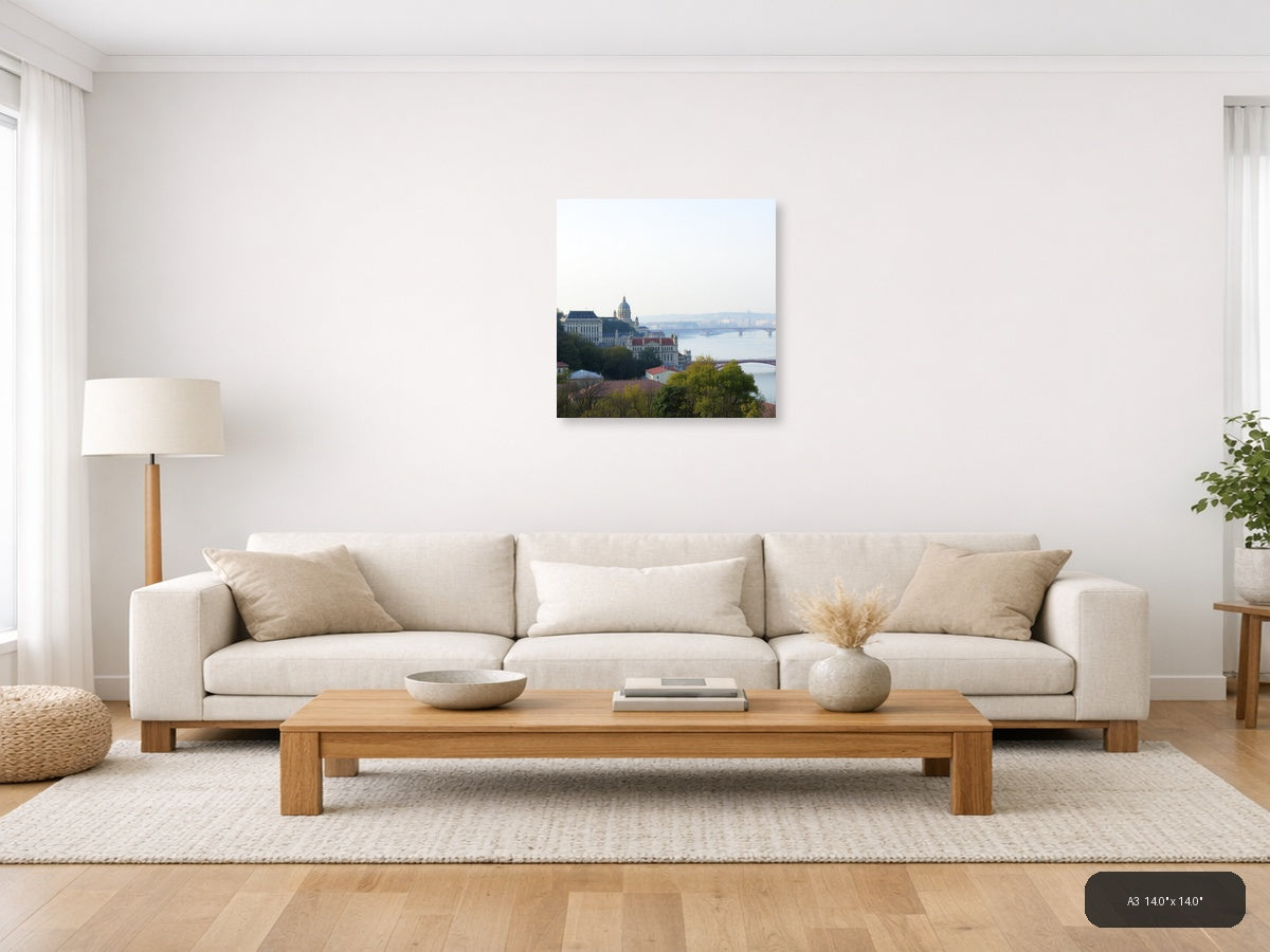 Budapest Danube River Cathedral Cityscape Minimalist Wall Art — A3 (Living Room)
