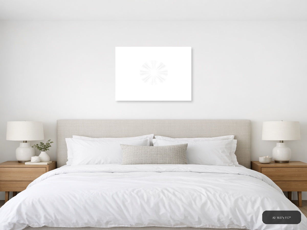 Minimalist Radiant Sunburst Lines Landscape Wall Art — A3 / Bedroom