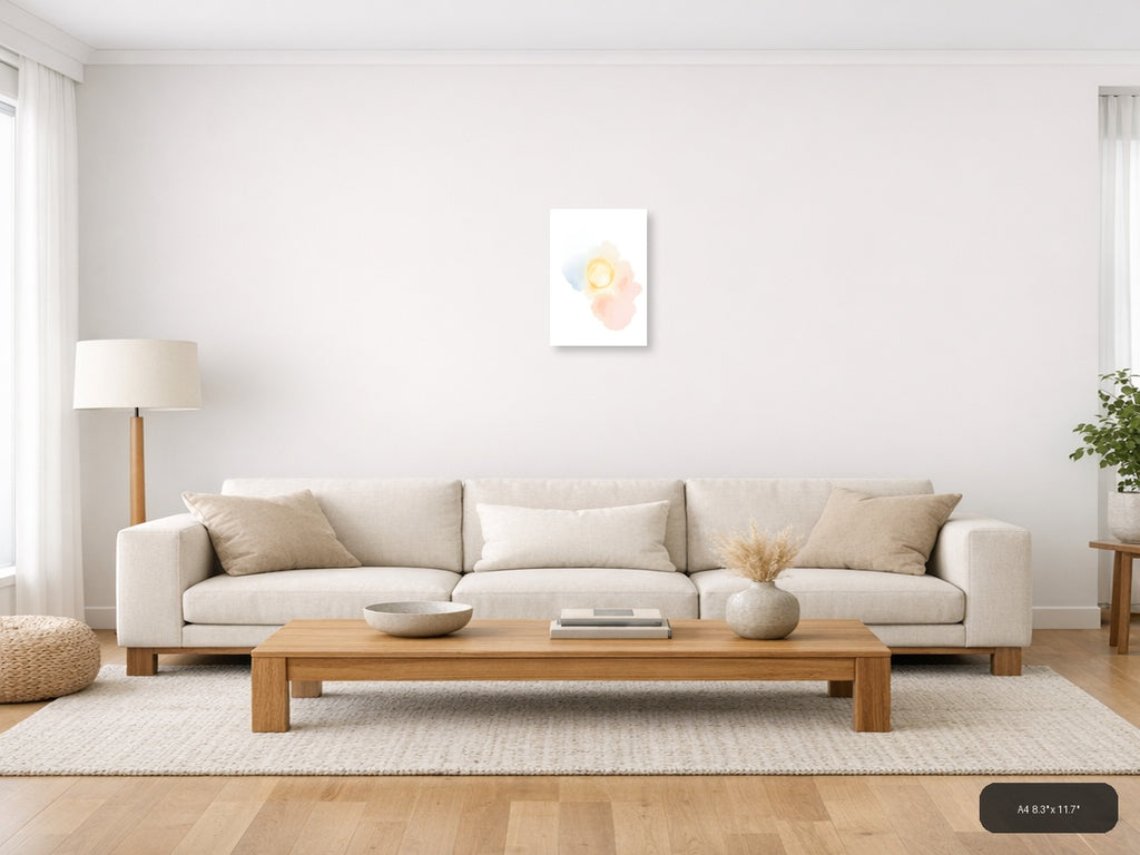 Abstract Sun Watercolor Painting Modern Wall Art — A4 / Living Room