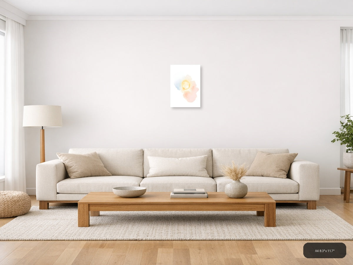Abstract Sun Watercolor Painting Modern Wall Art — A4 / Living Room