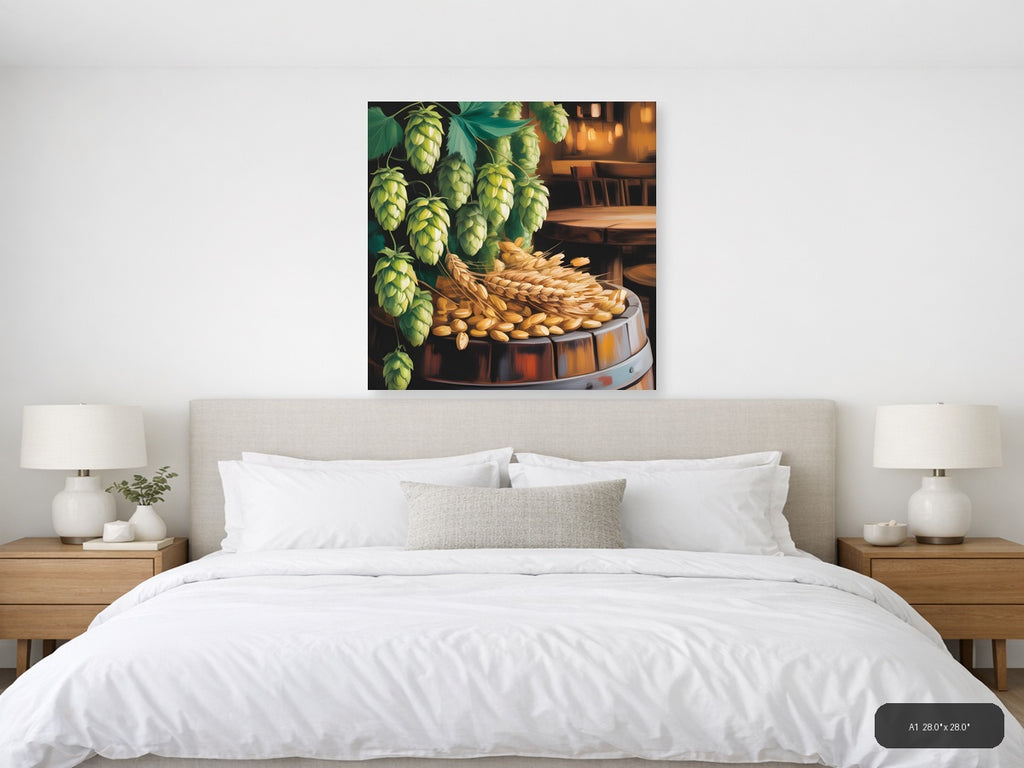 Hops and Barley Brewery Wall Art Print — A1 / Bedroom
