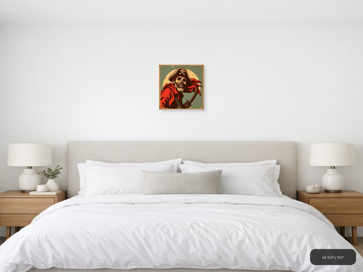 Pirate Skull Vintage Poster Wall Art — A4 / Bedroom