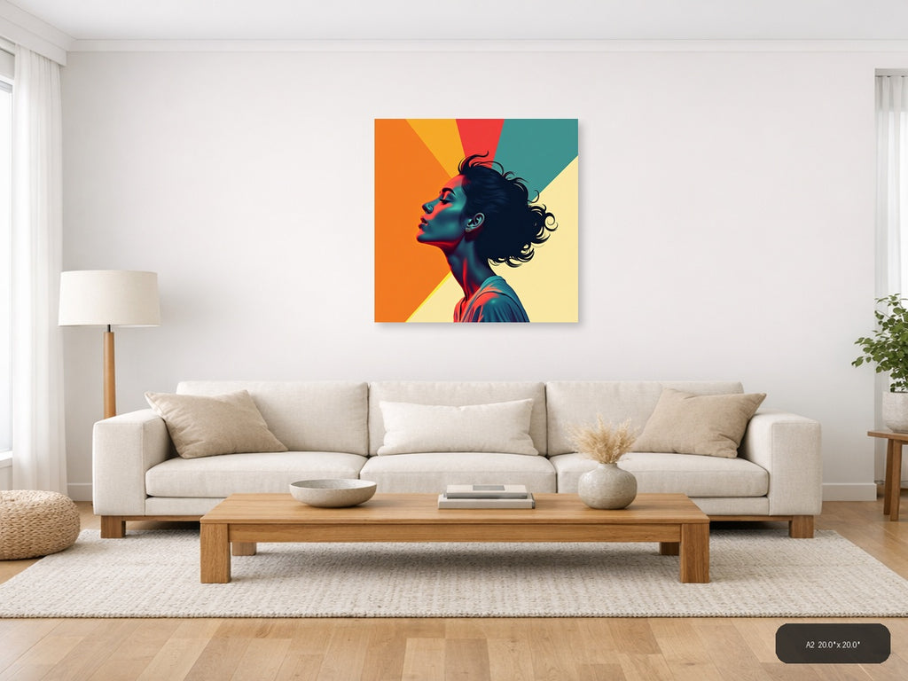 Colorful Pop Art Portrait Profile Woman Wall Art — A2 / Living Room