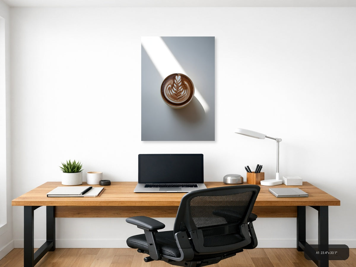 Latte Art Coffee Cup Minimalist Wall Art — A1 / Office