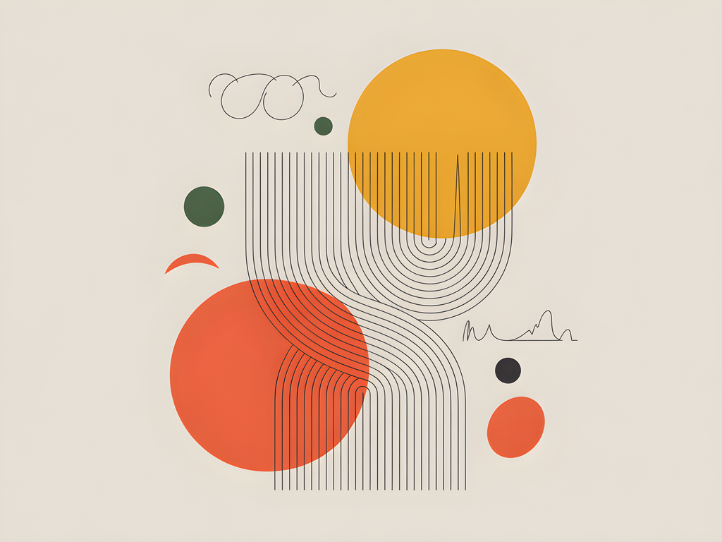 Modern Line Art with Geometric Circles Wall Art