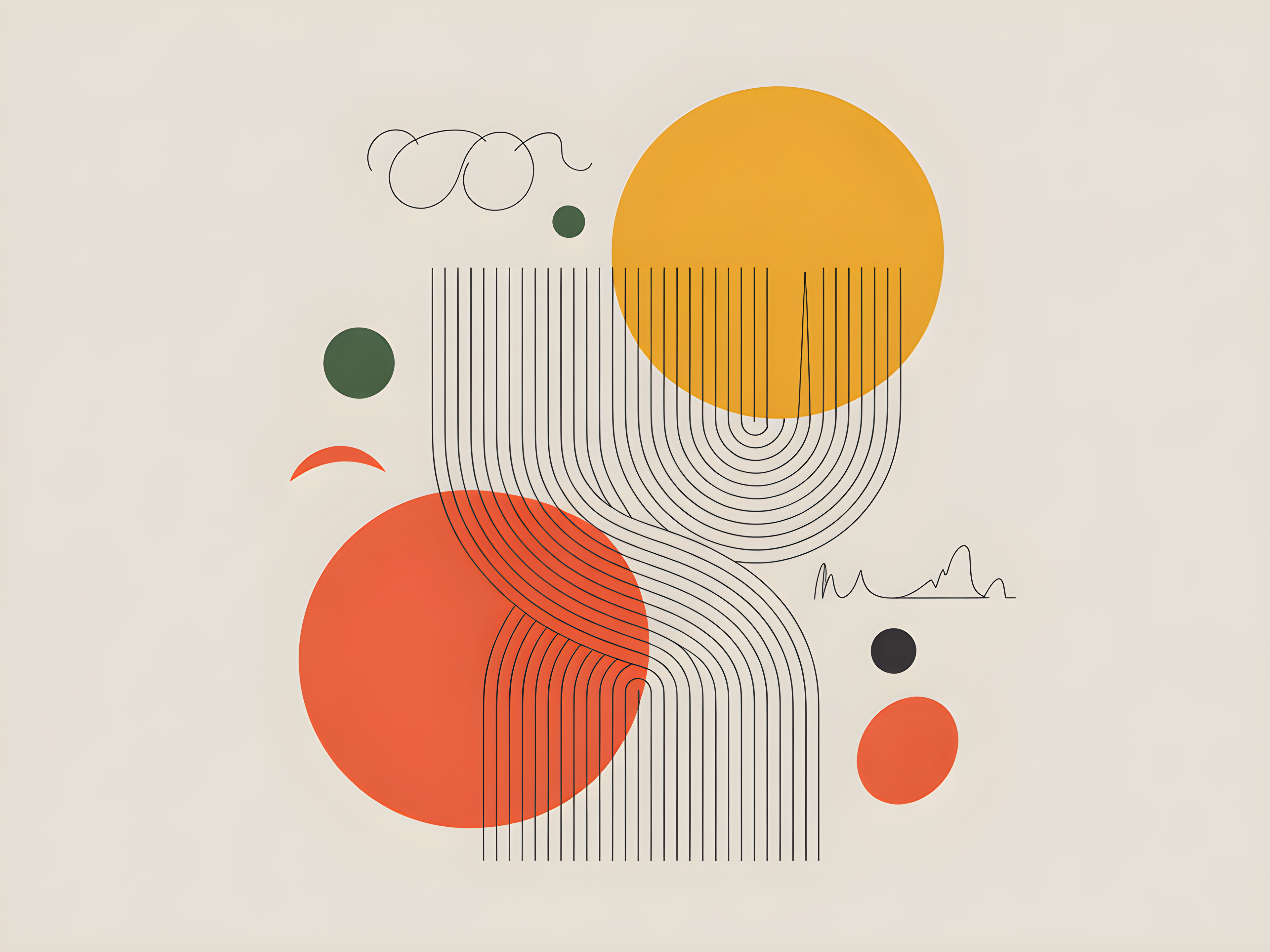 Modern Line Art with Geometric Circles Wall Art