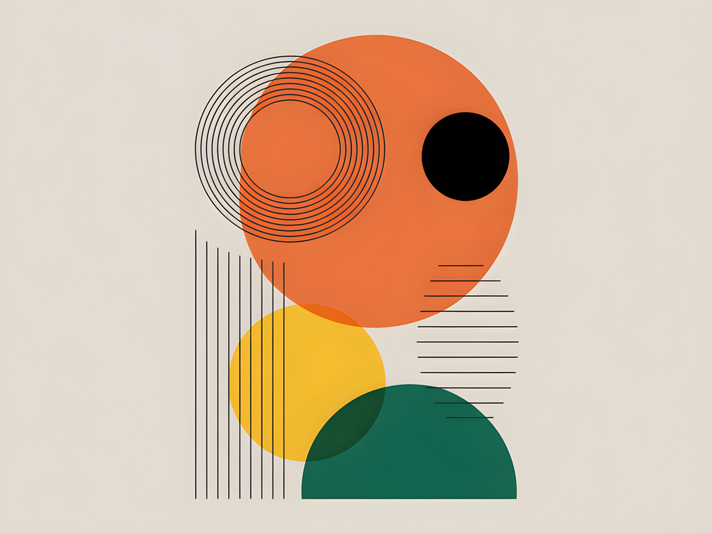 Abstract Geometric Circles Line Art Wall Art