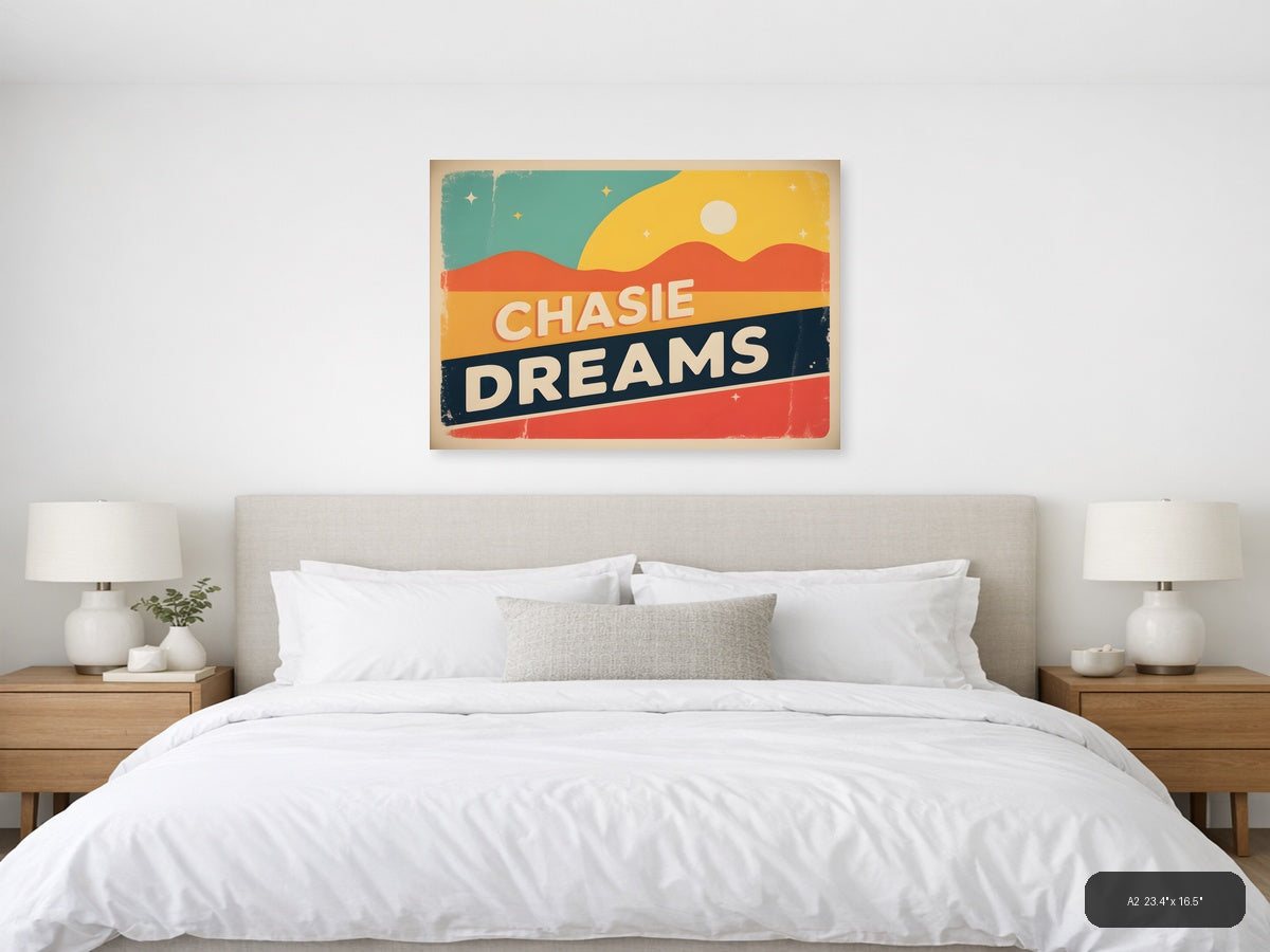 Chasie Dreams Vintage Desert Landscape Wall Art — A2 / Bedroom