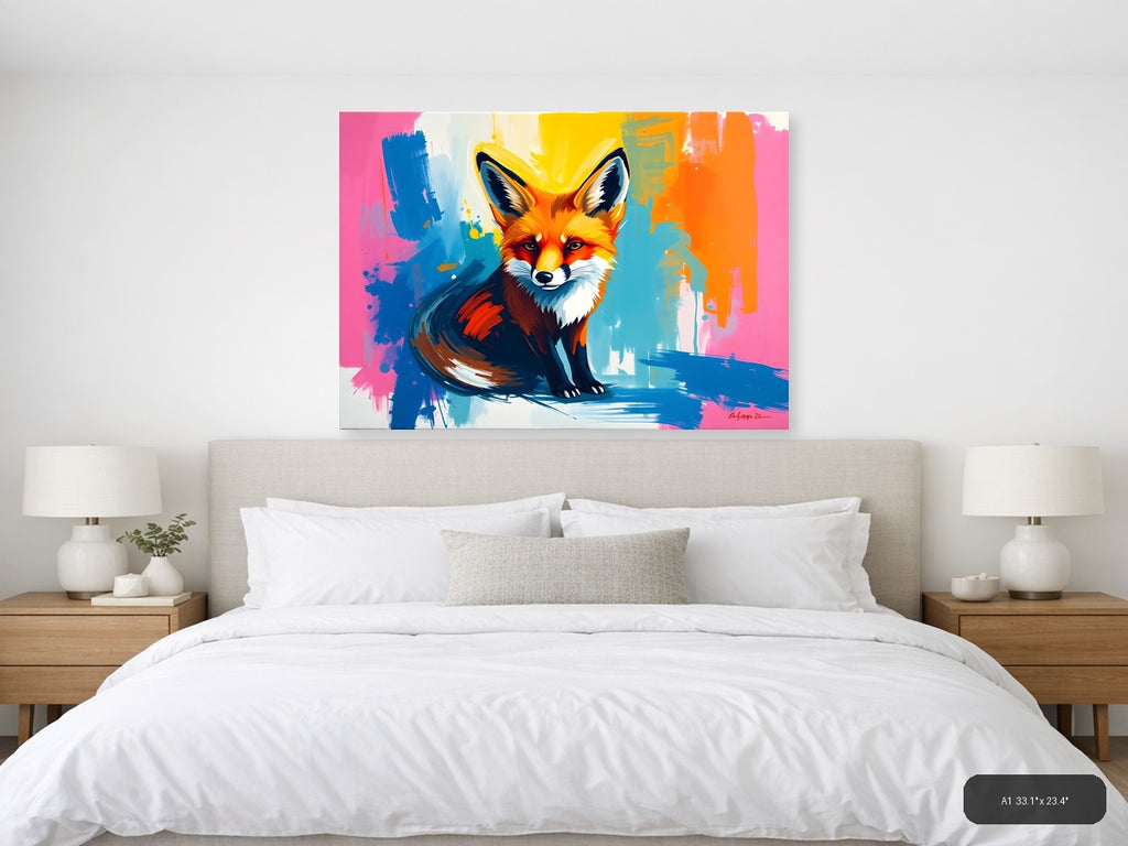 Colorful Abstract Fox Portrait - Modern Pop Art Wall Art — A1 / Bedroom