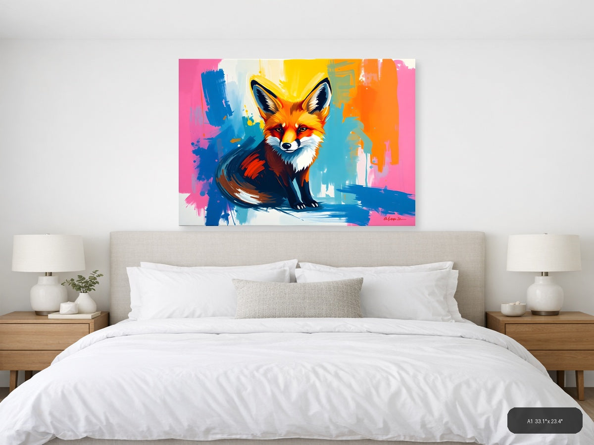 Colorful Abstract Fox Portrait - Modern Pop Art Wall Art — A1 / Bedroom