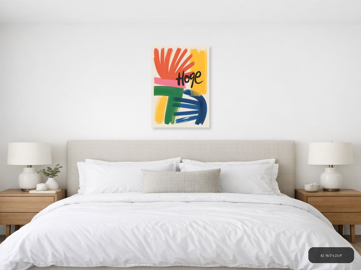 Hope Abstract Colorful Brushstroke Portrait Wall Art — A2 / Bedroom