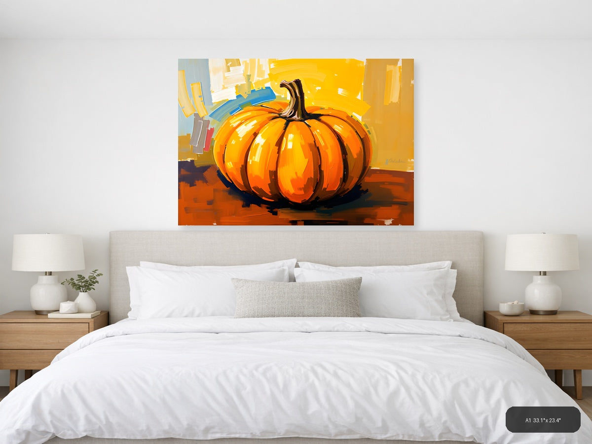Abstract Orange Pumpkin Modern Expressionist Wall Art — A1 / Bedroom
