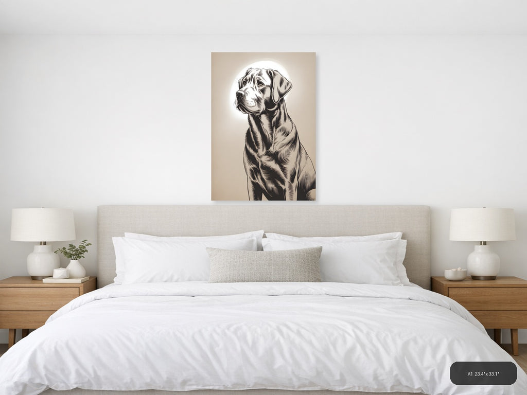 Labrador Retriever Portrait Line Art Wall Art — A1 / Bedroom