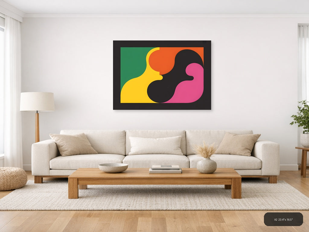 Abstract Geometric Faces Colorful Modern Wall Art — A2 / Living Room