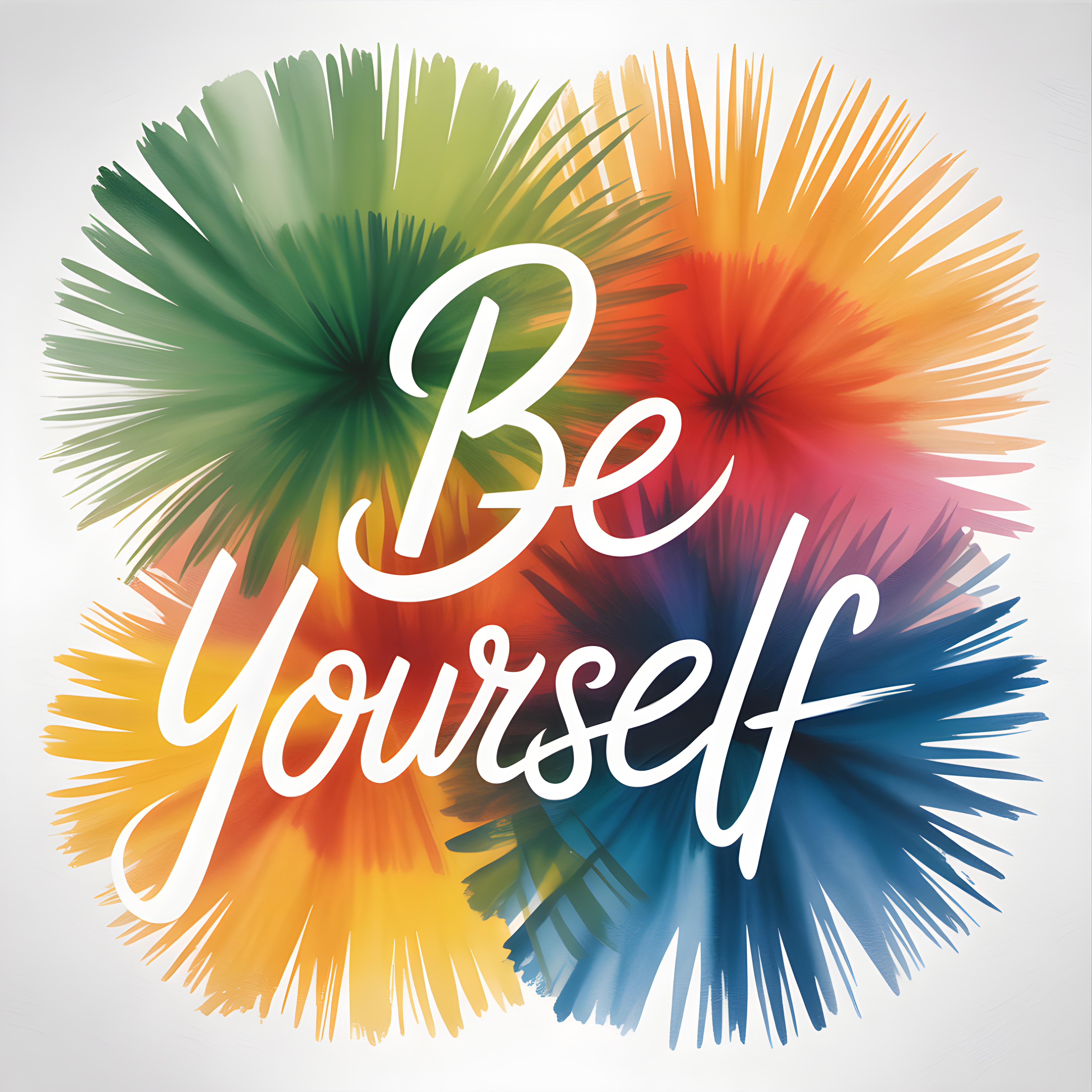 Be Yourself Watercolor Rainbow Burst Square Wall Art