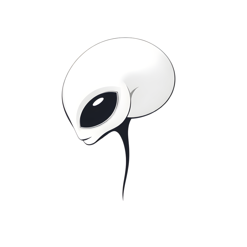 Minimalist Alien Head with Large Eyes Wall Art