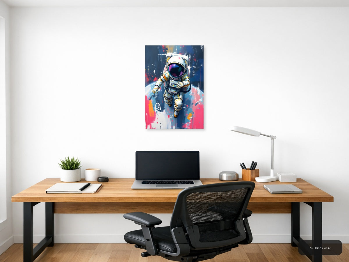 Colorful Astronaut Abstract Portrait Wall Art — A2 / Office