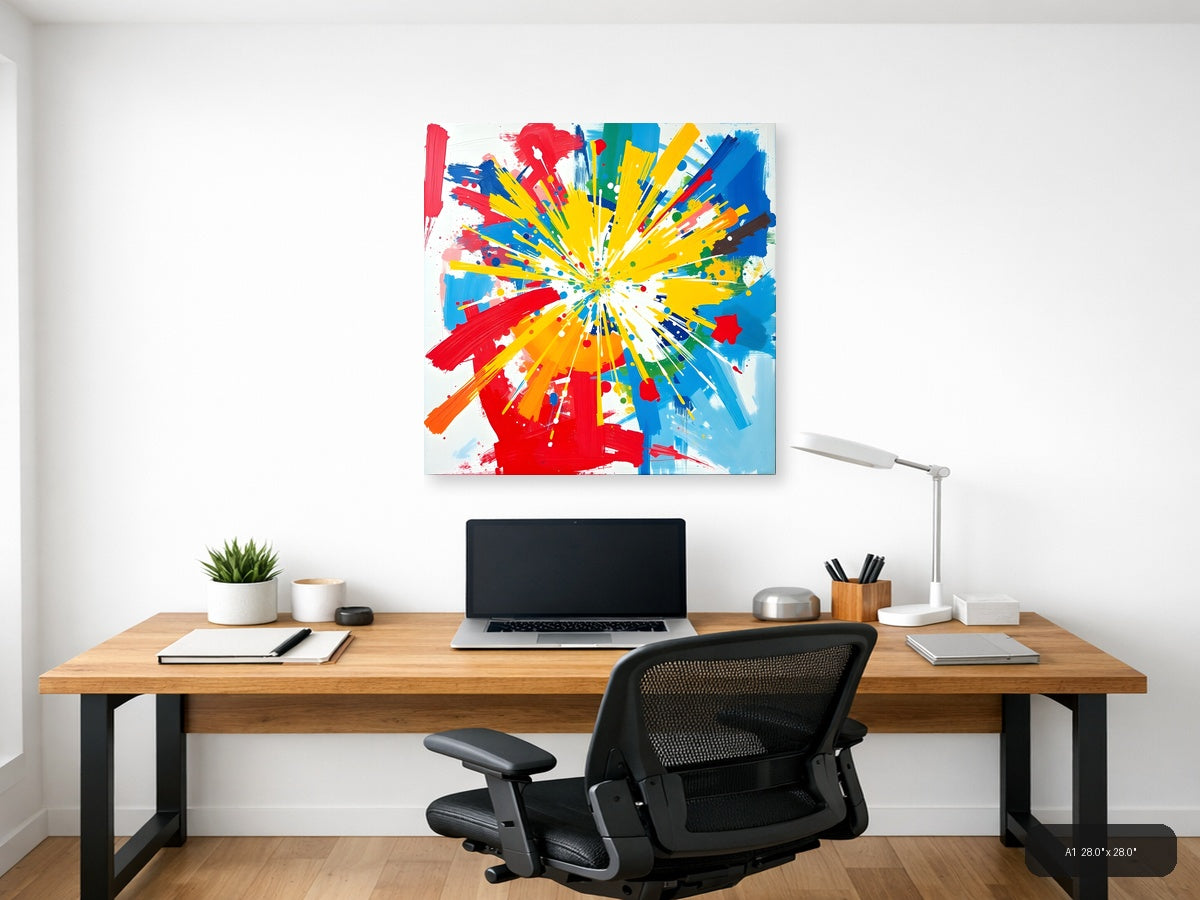 Colorful Starburst Abstract Explosion Canvas Wall Art — A1 / Office