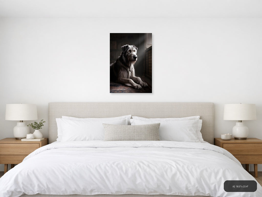Dignified Dog Portrait in Library - Photography Wall Art — A2 / Bedroom