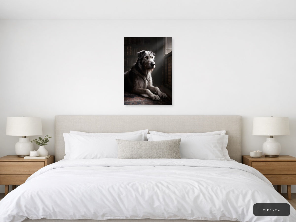 Dignified Dog Portrait in Library - Photography Wall Art — A2 / Bedroom