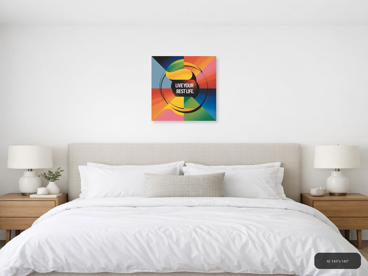 Colorful Abstract Circle Motivational Photography Wall Art — A3 / Bedroom
